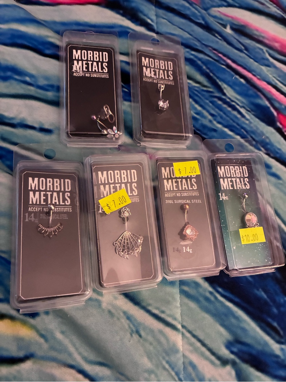 Morbid Metals Silver Tone Assorted 14g Surgical Steel navel Jewelry Set
